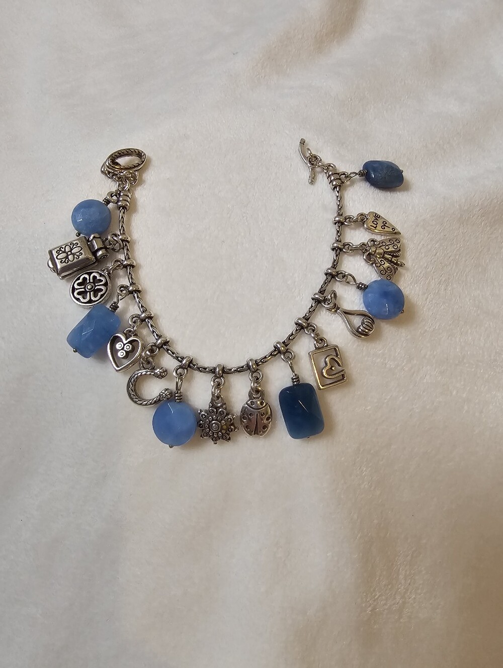 Brighton Fortune Blue Quartz Charm Bracelet Retired Vintage J31792 - Picture 2 of 8